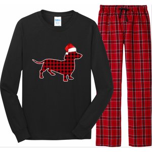 Dachshund Red Plaid Buffalo Christmas Pajamas Family Funny Gift Great Gift Long Sleeve Pajama Set