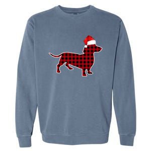 Dachshund Red Plaid Buffalo Christmas Pajamas Family Funny Gift Great Gift Garment-Dyed Sweatshirt