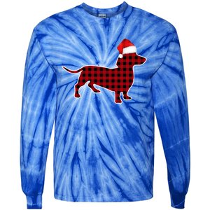 Dachshund Red Plaid Buffalo Christmas Pajamas Family Funny Gift Great Gift Tie-Dye Long Sleeve Shirt