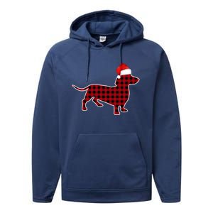 Dachshund Red Plaid Buffalo Christmas Pajamas Family Funny Gift Great Gift Performance Fleece Hoodie