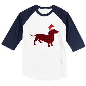 Dachshund Red Plaid Buffalo Christmas Pajamas Family Funny Gift Great Gift Baseball Sleeve Shirt