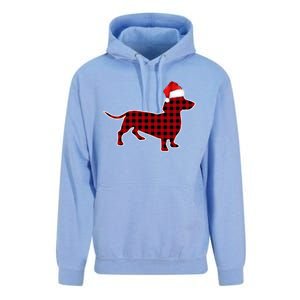 Dachshund Red Plaid Buffalo Christmas Pajamas Family Funny Gift Great Gift Unisex Surf Hoodie