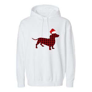 Dachshund Red Plaid Buffalo Christmas Pajamas Family Funny Gift Great Gift Garment-Dyed Fleece Hoodie