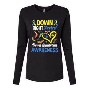 Down Right Perfect Down Syndrome Awareness Womens Cotton Relaxed Long Sleeve T-Shirt