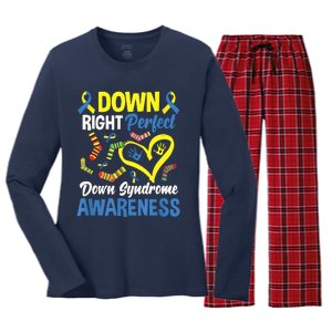 Down Right Perfect Down Syndrome Awareness Women's Long Sleeve Flannel Pajama Set 