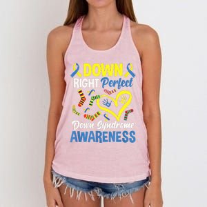 Down Right Perfect Down Syndrome Awareness Women's Knotted Racerback Tank