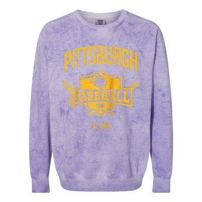 Distressed Retro Pirate Look Party Tailgate Gameday Fan Gift Raglan Baseball Colorblast Crewneck Sweatshirt