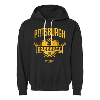 Distressed Retro Pirate Look Party Tailgate Gameday Fan Gift Raglan Baseball Garment-Dyed Fleece Hoodie