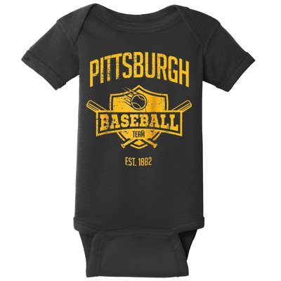Distressed Retro Pirate Look Party Tailgate Gameday Fan Gift Raglan Baseball Baby Bodysuit