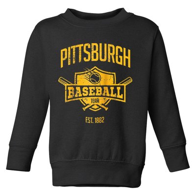Distressed Retro Pirate Look Party Tailgate Gameday Fan Gift Raglan Baseball Toddler Sweatshirt