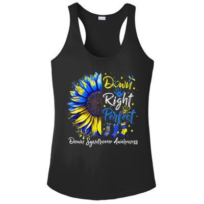 Down Right Perfect Down Syndrome Awareness Ribbon  Ladies PosiCharge Competitor Racerback Tank