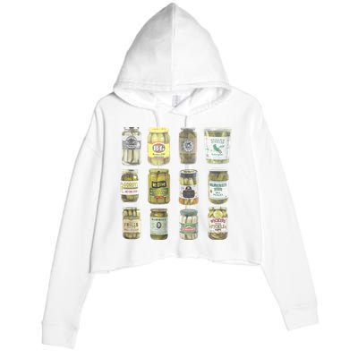 Delicious Retro Pickle Enthusiasts Crop Fleece Hoodie