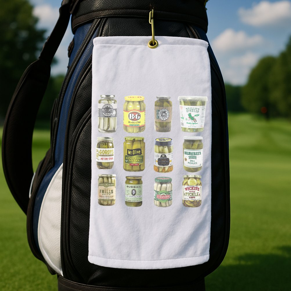 Delicious Retro Pickle Enthusiasts Golf Towel