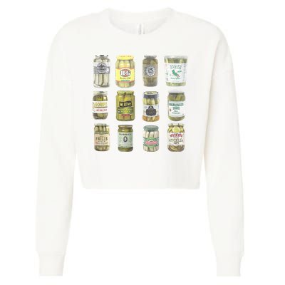 Delicious Retro Pickle Enthusiasts Cropped Pullover Crew