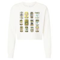 Delicious Retro Pickle Enthusiasts Cropped Pullover Crew
