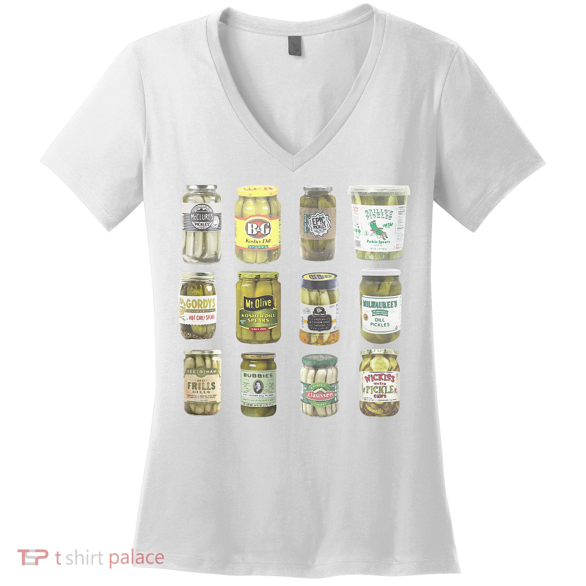 Delicious Retro Pickle Enthusiasts Women's V-Neck T-Shirt
