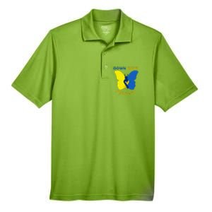 Down Right Perfect Butterfly Down Syndrome Awareness Gift Men's Origin Performance Pique Polo