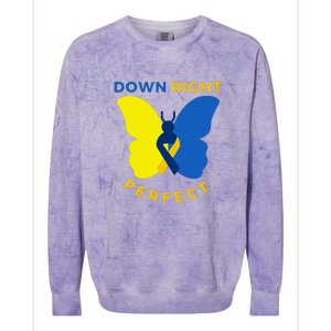 Down Right Perfect Butterfly Down Syndrome Awareness Gift Colorblast Crewneck Sweatshirt