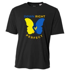 Down Right Perfect Butterfly Down Syndrome Awareness Gift Cooling Performance Crew T-Shirt