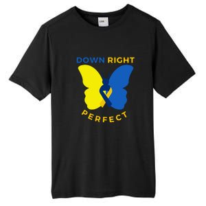 Down Right Perfect Butterfly Down Syndrome Awareness Gift Tall Fusion ChromaSoft Performance T-Shirt