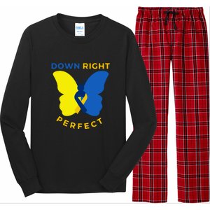 Down Right Perfect Butterfly Down Syndrome Awareness Gift Long Sleeve Pajama Set