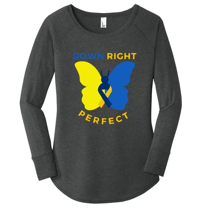 Down Right Perfect Butterfly Down Syndrome Awareness Gift Women's Perfect Tri Tunic Long Sleeve Shirt