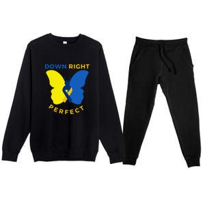 Down Right Perfect Butterfly Down Syndrome Awareness Gift Premium Crewneck Sweatsuit Set