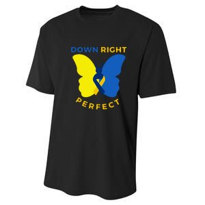 Down Right Perfect Butterfly Down Syndrome Awareness Gift Performance Sprint T-Shirt