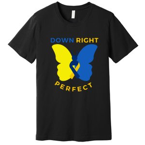 Down Right Perfect Butterfly Down Syndrome Awareness Gift Premium T-Shirt