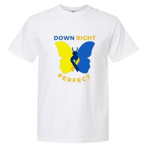 Down Right Perfect Butterfly Down Syndrome Awareness Gift Garment-Dyed Heavyweight T-Shirt