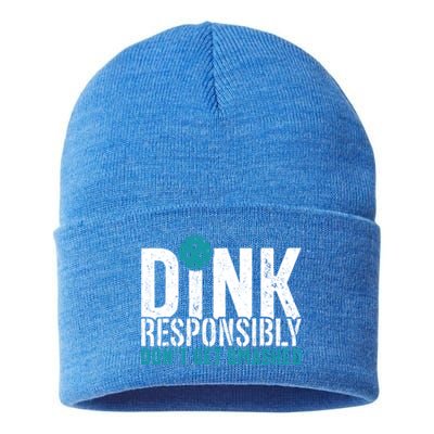 Dink Responsibly Pickleball Player Funny Pickleball Sustainable Knit Beanie