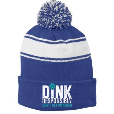 Dink Responsibly Pickleball Player Funny Pickleball Stripe Pom Pom Beanie