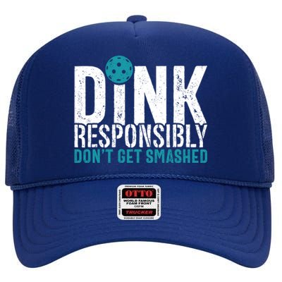 Dink Responsibly Pickleball Player Funny Pickleball High Crown Mesh Back Trucker Hat