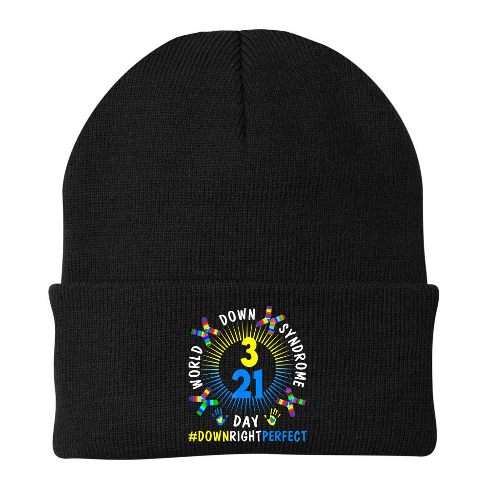 Down Right Perfect World Down Syndrome Awareness Day Socks Beanie