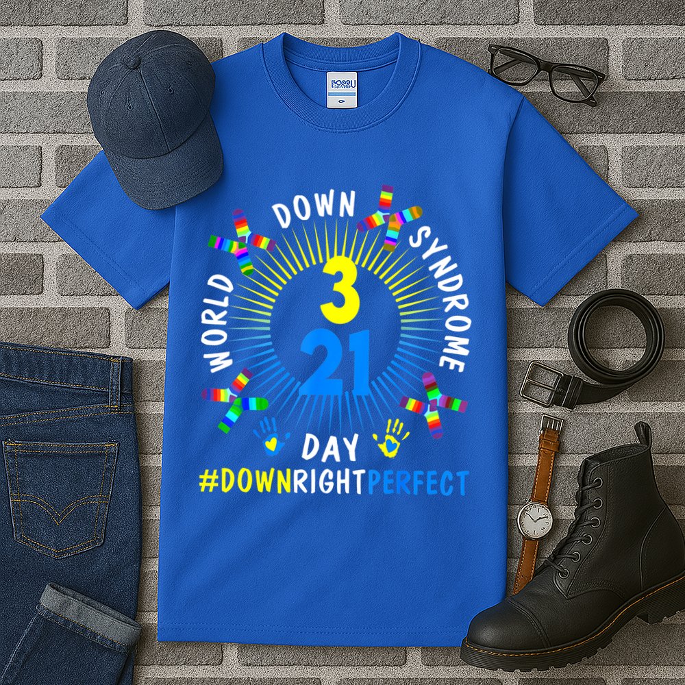 Down Right Perfect World Down Syndrome Awareness Day Socks Tall T-Shirt