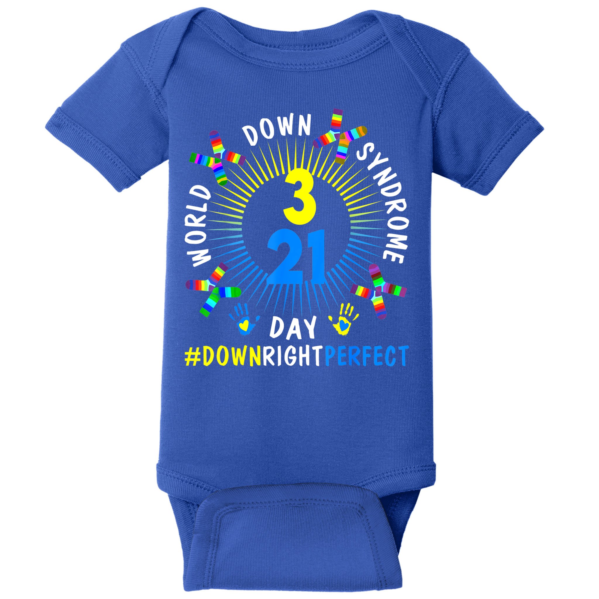 Down Right Perfect World Down Syndrome Awareness Day Socks Baby Bodysuit