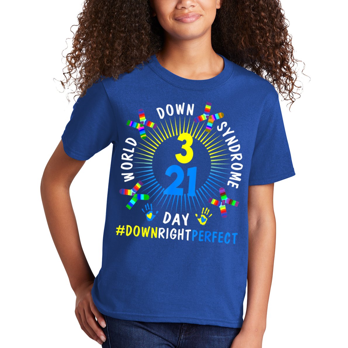 Down Right Perfect World Down Syndrome Awareness Day Socks Kids T-Shirt