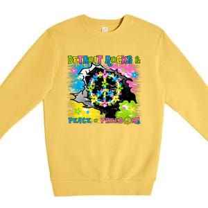 Detroit Rocks Peace Freedom Premium Crewneck Sweatshirt