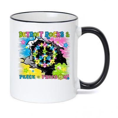 Detroit Rocks Peace Freedom 11oz Black Color Changing Mug