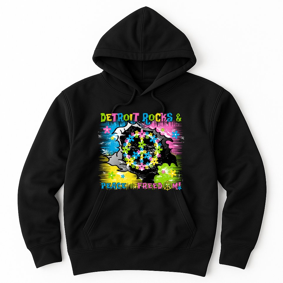 Detroit Rocks Peace Freedom Hoodie