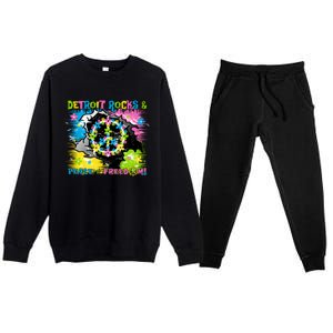 Detroit Rocks Peace Freedom Premium Crewneck Sweatsuit Set