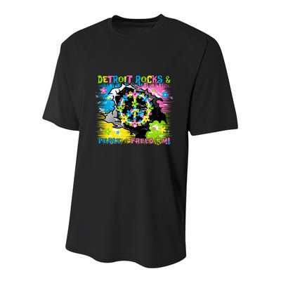 Detroit Rocks Peace Freedom Youth Performance Sprint T-Shirt