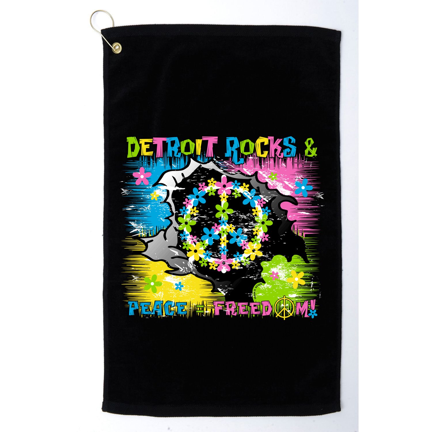 Detroit Rocks Peace Freedom Golf Towel