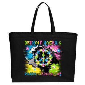 Detroit Rocks Peace Freedom Cotton Canvas Jumbo Tote