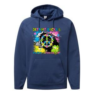 Detroit Rocks Peace Freedom Performance Fleece Hoodie