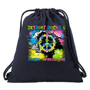 Detroit Rocks Peace Freedom Drawstring Bag