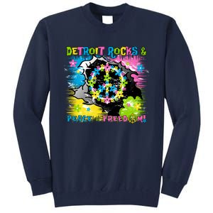 Detroit Rocks Peace Freedom Tall Sweatshirt