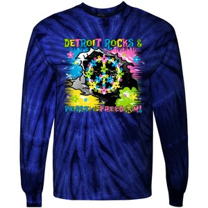 Detroit Rocks Peace Freedom Tie-Dye Long Sleeve Shirt