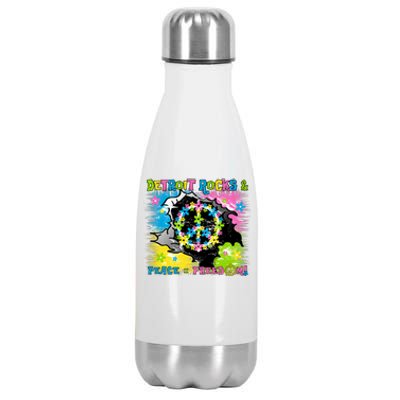 Detroit Rocks Peace Freedom Stainless Steel Insulated Water Bottle