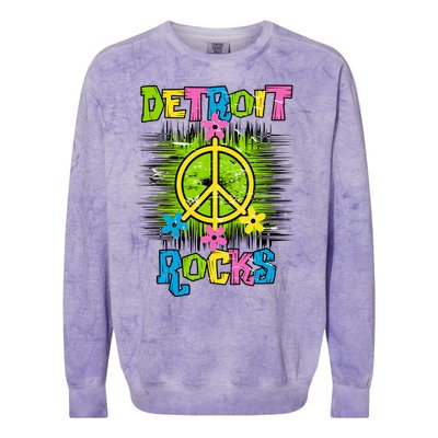 Detroit Rocks Peace Colorblast Crewneck Sweatshirt